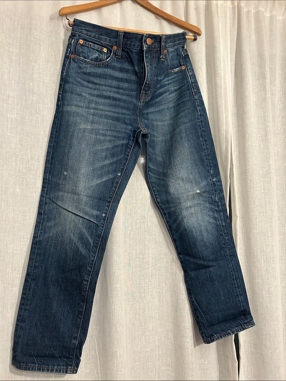 Madewell Dark Blue Washed Ankle Jeans - Picture 1 of 4